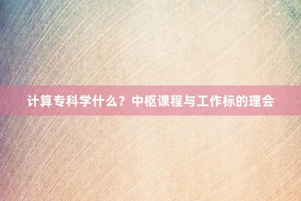 计算专科学什么？中枢课程与工作标的理会